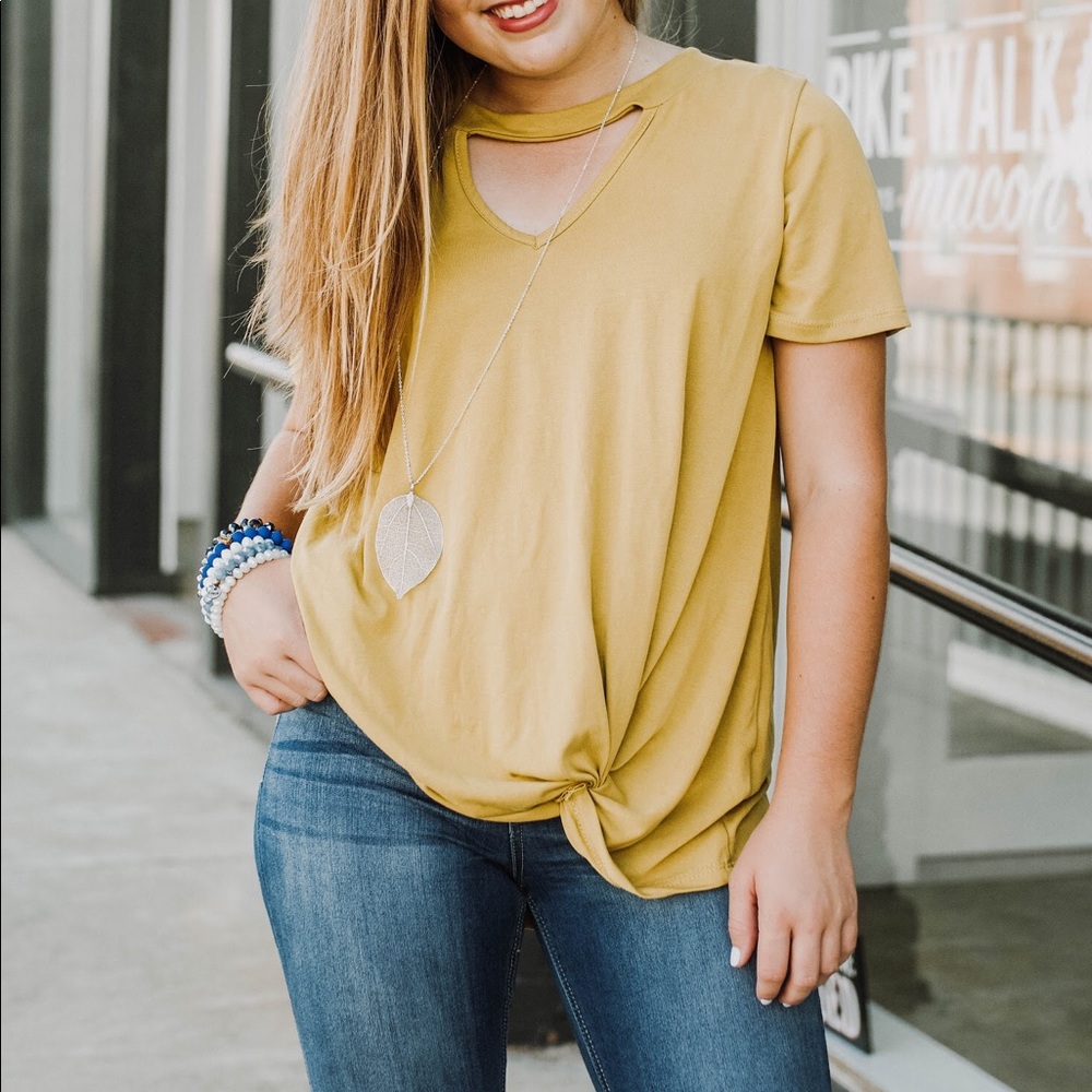 Simple Yellow Tee with Knot